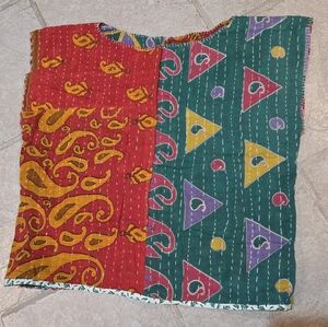 Upcycled Kantha Quilt Top S-M Handmade Dont Throw It Out
